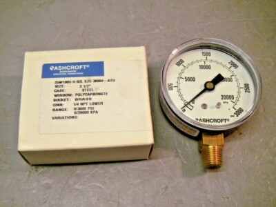 Ashcroft 25W1005H02LXZC Commercial 2-1/2'' Pressure Gauge 0-3000 PSI