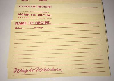 10 Vtg Weight Watcher Blank Recipe Cards Cooking Baking Retro Diet Junk Journal 