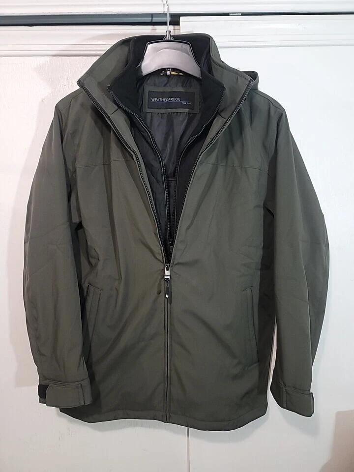 Men's WEATHERPROOF ULTRA STRETCH TECH Jacket Full Zip Coat , Green, S