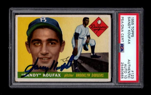 SANDY KOUFAX PSA/DNA 1955 TOPPS SIGNED ROOKIE CARD #123 AUTOGRAPH GEM MINT 10