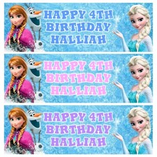 DISNEY FROZEN Personalised Birthday Banners - Anna Elsa Birthday Banners