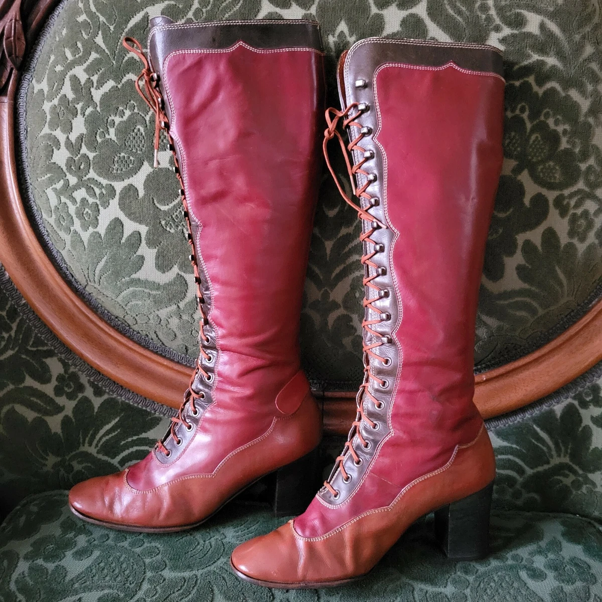 Wortel federatie Zeemeeuw Vintage Yves Saint Laurent Lace Up Victorian Style Boots 70-71 Fall  Collection | eBay