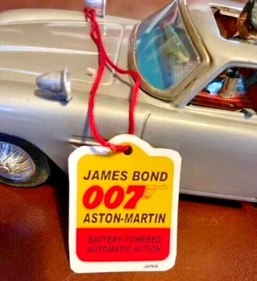Gilbert James Bond 007 Aston Martin Hang Tag for Battery Operated Toy 1965 Repro - Image 1 of 3