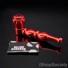 All Metal Red Portable Smoking Pipe w/ Lid Tobacco Pipe Metal Pipes - P797D