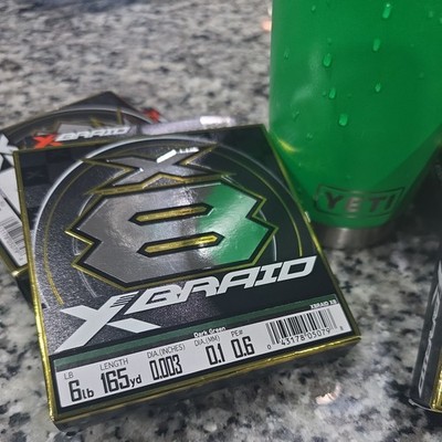 XBRAID X8 Braid 6LB Dark Green Fishing Line.
