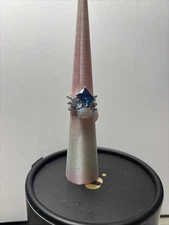 Bomb Party Size 5 Love You Mean It Array Of Aqua Blue Spinel Rhodium Plating 