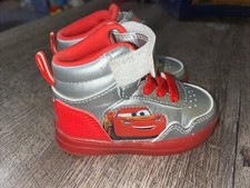 Baby boy size 6 silver Disney cars high top shoes Eeuc Birthday Christmas
