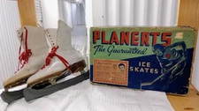 Extremely Rare Vintage Planerts Ice Skates With Original Box (Circa 1940-1950)