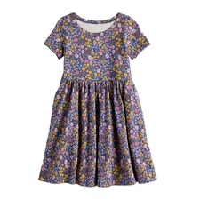 Jumping Beans, Short Sleeve Jersey Dress, Floral Field Purple , Size 10