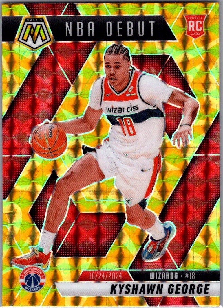 2024-25 Mosaic - NBA Debut Kyshawn George #256 Yellow Reactive Prizm (RC)