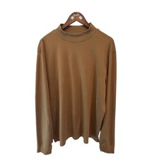 Patrick James Mens Mock Neck Long Sleeve Shirt Brown Pima Cotton XL