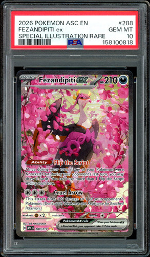 2026 POKEMON ASCENDED HEROES SPECIAL ILLUSTRATION RARE FEZANDIPITI #288 PSA 10