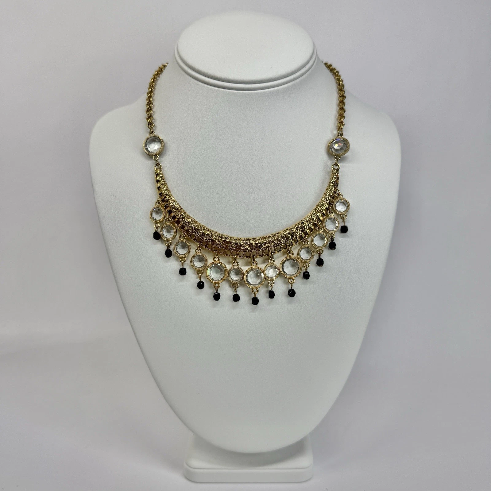 TORTOLANI Chandelier Crystal Dangle Bib Rare Vintage Necklace Jewelry N448