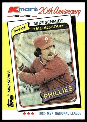 1982 Topps Kmart 20th Anniversary AL & NL MVP's #39 Mike Schmidt