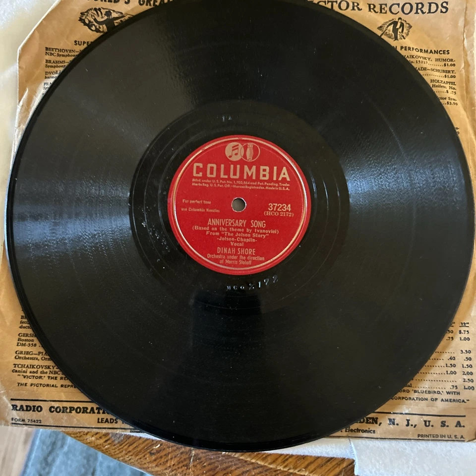 LOT OF 3-DINAH SHORE 78 RPM RECORDS- COLUMBIA 37234/36964/37188-VG+ - Image 4 of 4