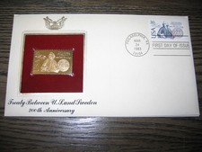 1983 Treaty Between US and Sweden 200th Anniversary Replica Golden Cover Stamp