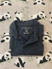 Calvin Klein Jeans Mens Medium Navy Blue Polo Short Sleeve Shirt Button Less