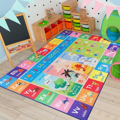 Macgace ABC Kids Rug for Playroom, 3x5 Washable Classroom Area Rugs, Toddler ...