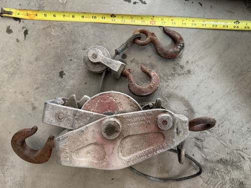 Vintage Lincoln LUG-ALL Cable Hoist, Come-Along Stainless Cable 1500/3000 NO BAR