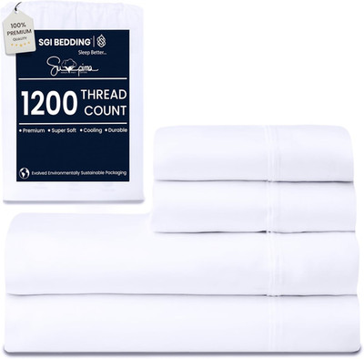 Ultra Soft SGI Supima Cotton Queen Sheet Set - 4-Piece Luxury Bedding White