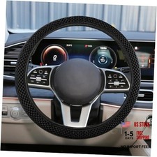 Elastic Stretch Steering Wheel Cover, Anti-Slip 15 inch Microfiber Black