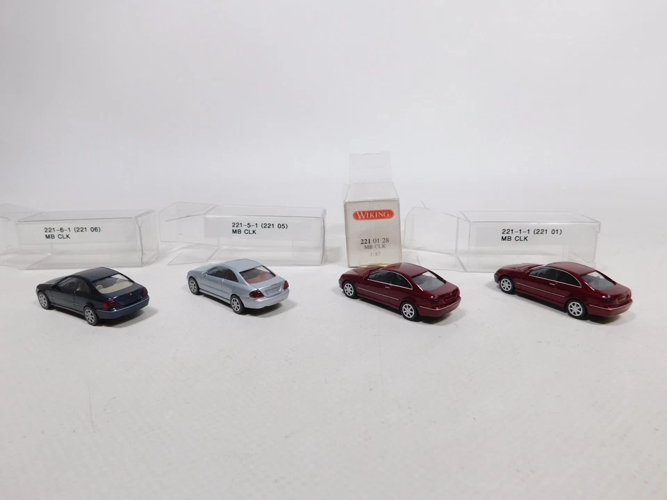 4X Wiking H0 1:87 Mercedes-Benz/MB CLK: 221 01 28 Ecc, Mint + 1X Box #CV130-0,5 - Immagine 2 di 3