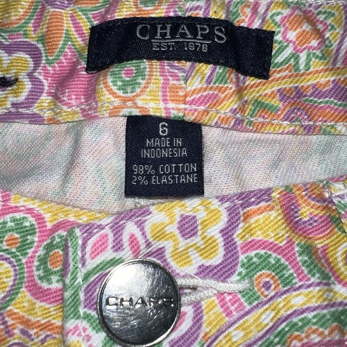 Chaps 5 Pocket Womens Jeans Paisley Pastel SZ 6 Straight Leg - Picture 2 of 8