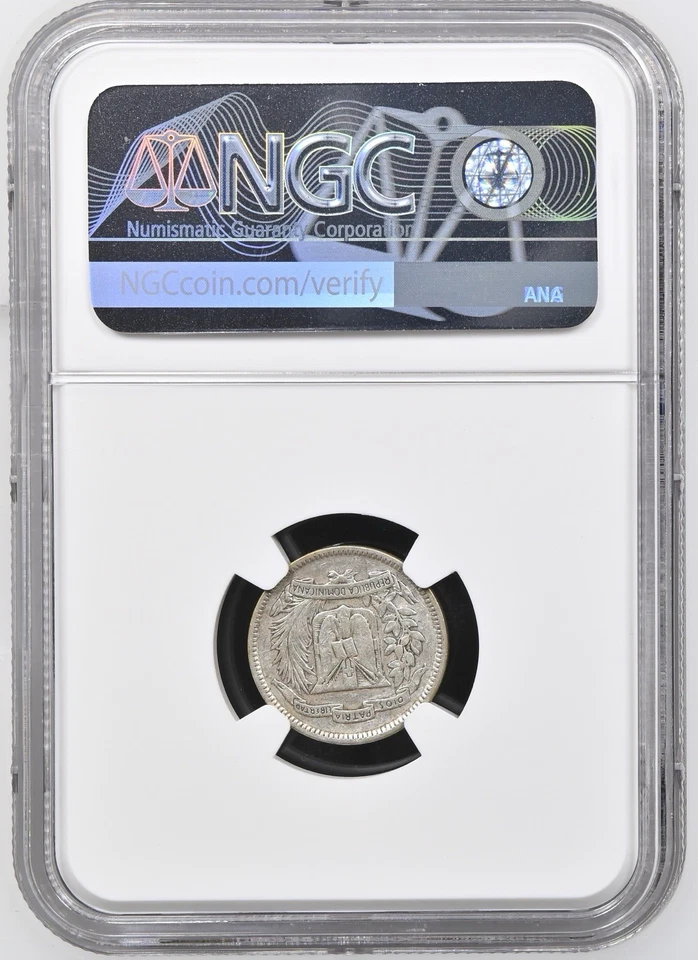 1952 Dominican Rep. 10 Cents NGC VF35 Scarce - Image 2 of 2