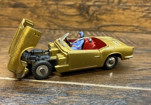 Vintage Dinky Toys 114 Triumph Spitfire Gold Convertible Driver Opening Hood