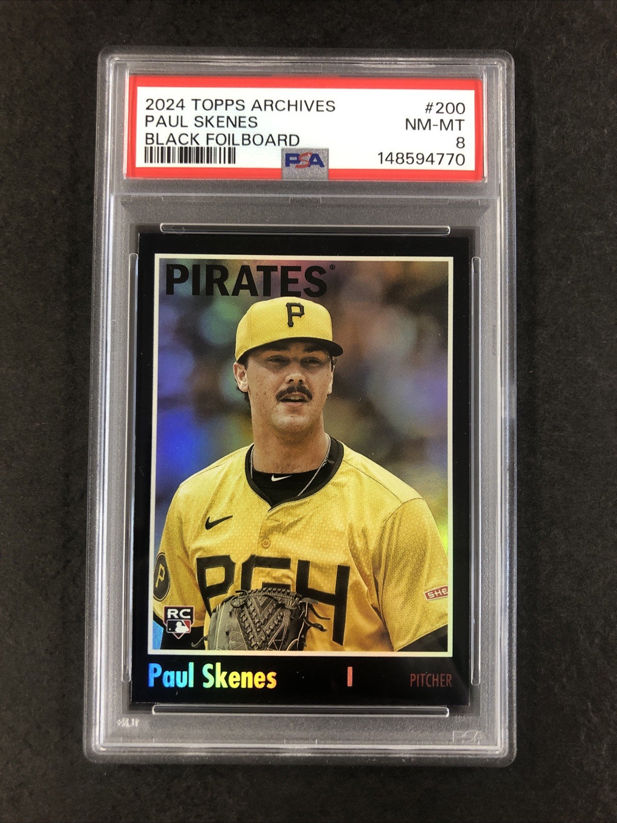 2024 Topps Archives - 1970 Topps Paul Skenes #200 Black Foilboard (RC) PSA 8 EV