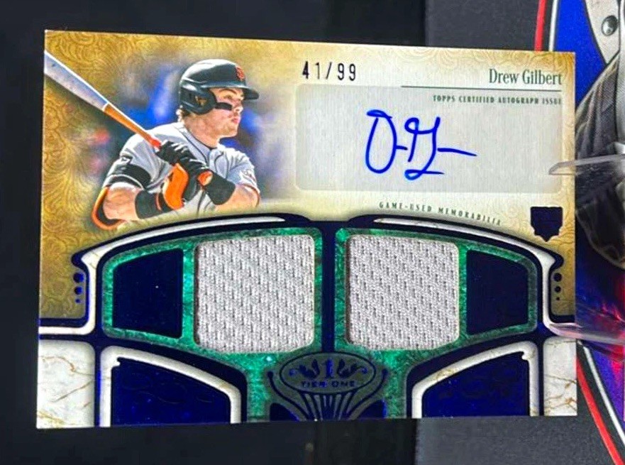 Topps 2026 Tier One Drew Gilbert AT1R-DG Auto Dual Relic RC /99