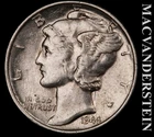 1944 Silver Mercury Dime - Scarce  Better Date  No Reserve  #K1146