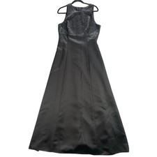 JS Boutique Dress 12 Black Beaded Bodice Formal Gown Long Maxi Evening MOB