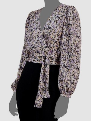 Boss Orange by Hugo Boss Women's Purple Banella Abstract-Print Crop Top Size XL