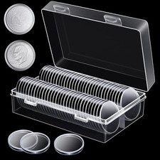 50/100PCS Clear Round Coin Capsules Silver Go...