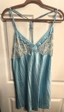 Secret Treasures BLUE Satin Slip Dress Nightgown XL 16-18 Lingerie Sleepwear NWT