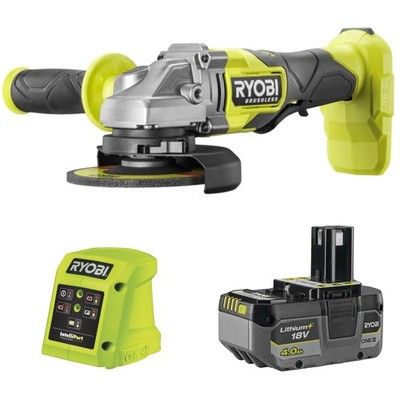  RYOBI Akku-Winkelschleifer 125 mm RAG18BL + 4-Ah-Akku RB1840X 