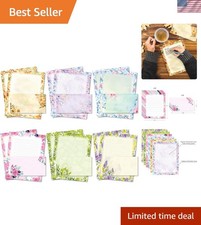 Assorted Flora Stationery Set - 48 Lined Sheets with 24 Self-Sticking Envelopes