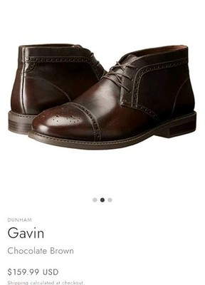 Dunham Mens  Gavin-Dun Brown  Wingtip Round Toe Leather Chukka Boot Size 8 4E