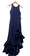 Betsy Adam Ruffle Long Gown Dress Sleeveless Elegant Cocktail Party Size 4