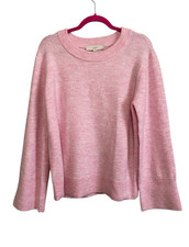 LOFT Pink Knit Crewneck Sweater Large Long Sleeve Soft Cozy Pastel Classic NWT