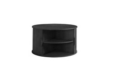 Axel Round Fluted Coffee Table with Storage – Oak , Black & Walnut – Living Room