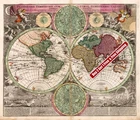 1716s Vintage World Map Poster Double‑Hemisphere Celestial 24 x 32 Inch #T154