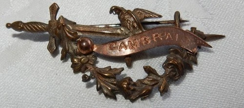 WW1 CAMBRAI FRANCE BATTLEFRONT MILITARY SWEETHEART BADGE BROOCH WORLD WAR I