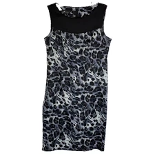 AB Studio Sleeveless Animal Print Black Gray Dress Size 8