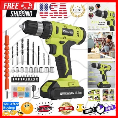 Cordless Drill Set, 20V Electric Power Drill with Battery And Charger, Torque...