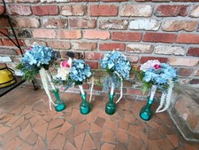 Four Pre-made Artificial Bridesmaids Bouquets Blue White