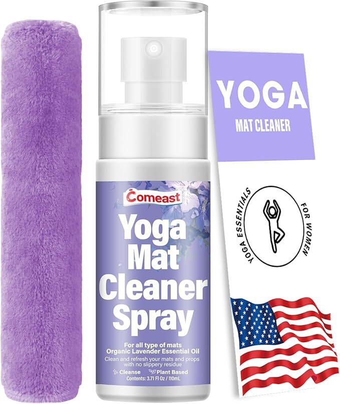 Organic Yoga Mat Cleaner Spray with Essential Oils – No Residue + Free Towel