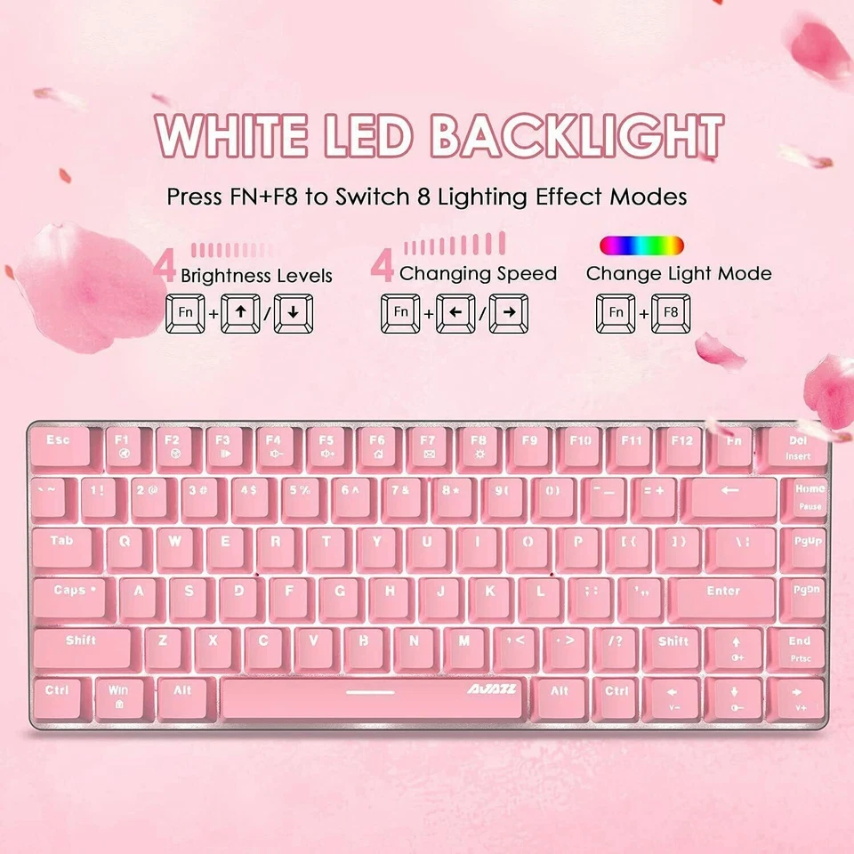 TKL Wired Mechanical Keyboard Pink Blue Switch White Backlit For PC Gamers PS4 - Image 3 of 4