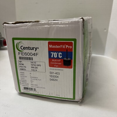 Century Motors FE6004F Type: Permanent Split Capacitor